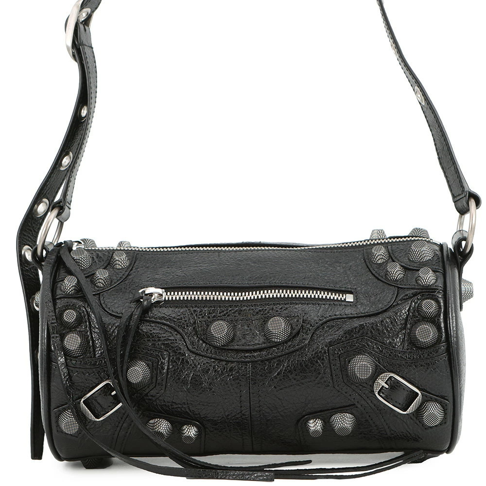 Balenciaga Shoulder Bag Lucagol Cylinder Leather Black